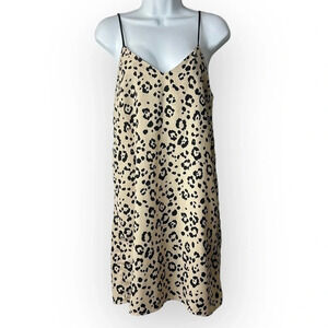 Monteau Leopard Print V  Neck Mini Dress